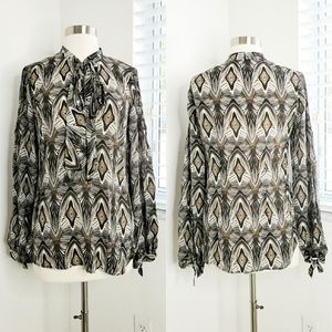 SW3 BESPOKE Printed Tie Neck Blouse S.